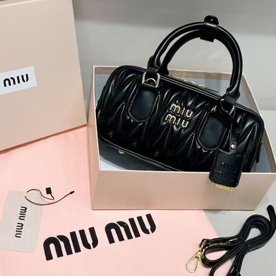 Cross-border New Miu Home BostonWomen's Bag Pleated Bowling Tren..._img_2