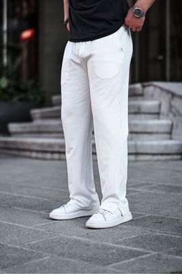 Premium Ribbed Baggy Trouser White_img_1