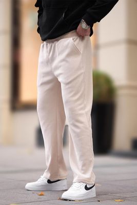 Premium Ribbed Baggy Trouser Beige_img_1