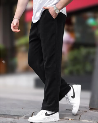 Premium Ribbed Baggy Trouser Black_img_1