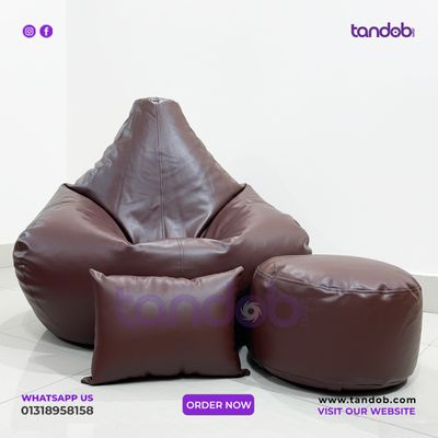 XXXL Gaming Bean Bag Chair, Leg rest & Cushion - Combo Set - Chocolate Color_img_1