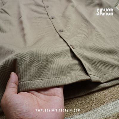 Sand Texture - Drop Shoulder Cuban Collar Shirt_img_3