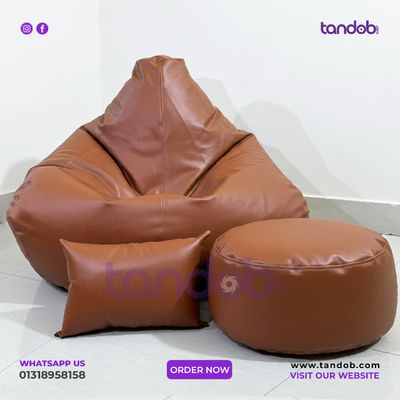 XXXL Gaming Bean Bag Chair, Leg rest & Cushion - Combo Set - Deep Brown Color_img_1