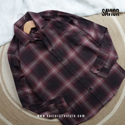 Berry Smoke - Full Sleeve Pocket Less Check Shirt_img_0
