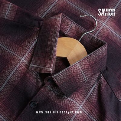 Berry Smoke - Full Sleeve Pocket Less Check Shirt_img_1