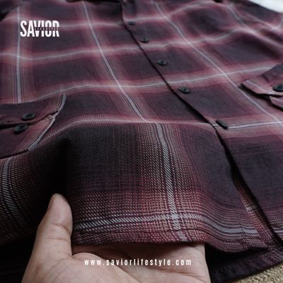 Berry Smoke - Full Sleeve Pocket Less Check Shirt_img_2