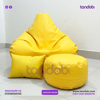XXXL Gaming Bean Bag Chair, Leg rest & Cushion - Combo Set - Yellow Color_img_1