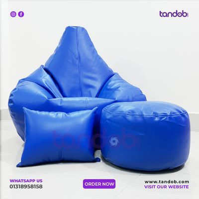 XXXL Gaming Bean Bag Chair, Leg rest & Cushion - Combo Set - Royal Blue Color_img_1