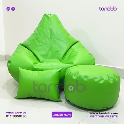XXXL Gaming Bean Bag Chair, Leg rest & Cushion - Combo Set - Light Green Color_img_1