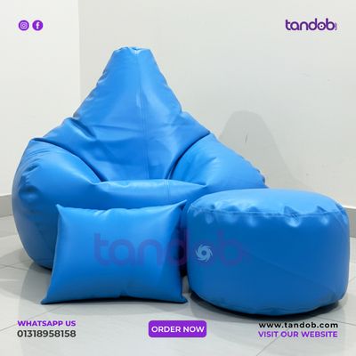 XXXL Gaming Bean Bag Chair, Leg rest & Cushion - Combo Set - Sky Blue Color_img_1