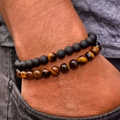 Tiger’s Eye and Black Onyx Couple Bracelet_img_1