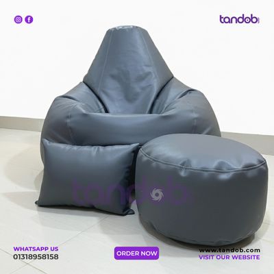 XXXL High Long Bean Bag Chair, Leg rest & Cushion - Combo Set - Ash Color_img_1