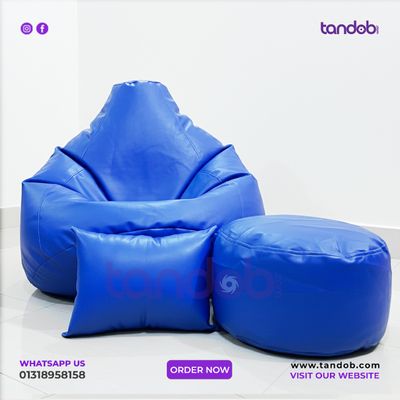 XXL Bean Bag Chair, Leg rest & Cushion - Combo Set - Royal Blue Color_img_1