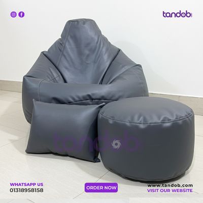 XXL Bean Bag Chair, Leg rest & Cushion - Combo Set - Ash Color_img_1