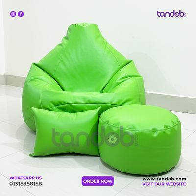 XXL Bean Bag Chair, Leg rest & Cushion - Combo Set - Light Green Color_img_1