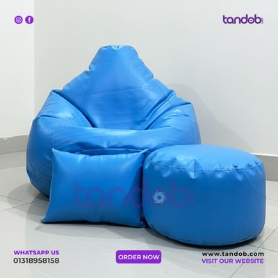 XXL Bean Bag Chair, Leg rest & Cushion - Combo Set - Sky Blue Color_img_1