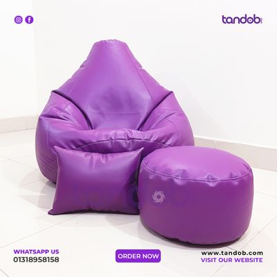 XXL Bean Bag Chair, Leg rest & Cushion - Combo Set - Purple Color_img_1
