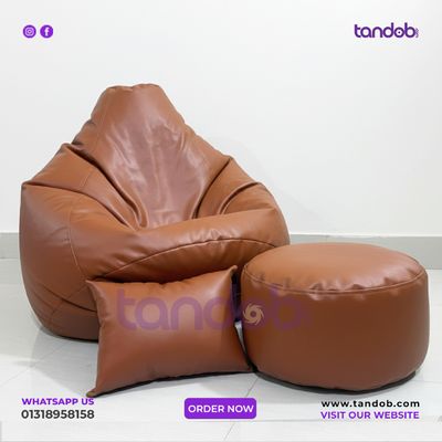 XXL Bean Bag Chair, Leg rest & Cushion - Combo Set - Deep Brown Color_img_1