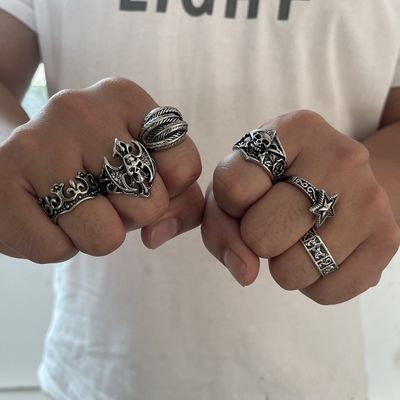 retro style ring set 6 piece