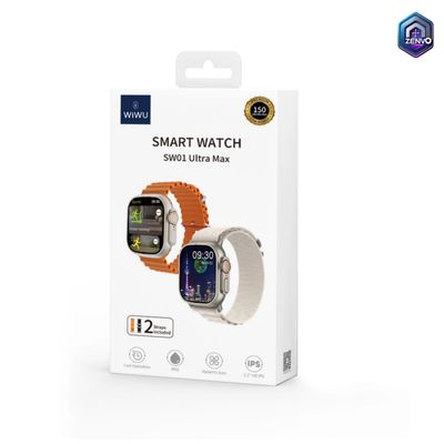 WiWU SW01 Ultra Max Wireless bluetooth Calling Smart Watch with Big Size screen + 2 Strap – Orange Color_img_1