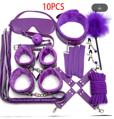 Sexy Leather for Couples Exotic Accessories BDSM Kits Plush Sex Bondage Set Handcuffs Sex Games Whip Gag Nipple Clamps Sex Toys_img_0