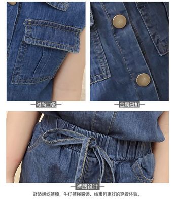 Children Summer Denim Shirt + Shorts Pants_img_5