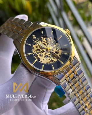 ROLEX Skeleton Auto Tow Tone Silver Gold (AA)_img_0