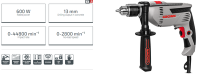 Crown 600w Impact Drill 13mm (1/2") Model: CT10128_img_4