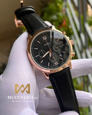 FOSSIL BLACK BELT ROSE GOLD BLACK DAIL CHRONO (AA)_img_0