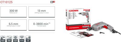 Crown 300w Electric Drill 6.5mm (1/4") Model: CT10125_img_2