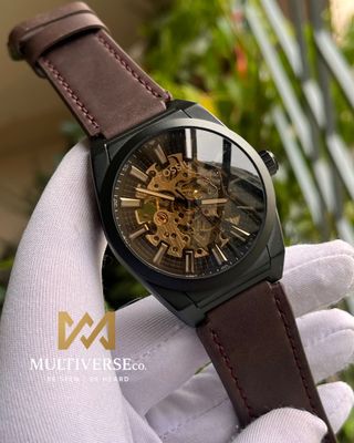 FOSSIL EVERETT BROWN BELT BLACK DIAL (AA)_img_0