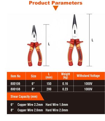 HARDEN Insulated VDE Long Nose Plier (6 inch | 8 inch) 1000V; Model: 800106 | 800108_img_1