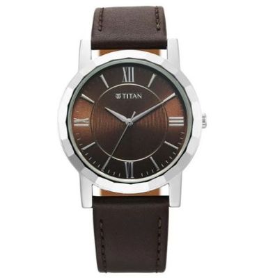 Titan Karishma Zing Quartz Analog Brown Dial Leather Strap Watch For Men (1644SL01)_img_0
