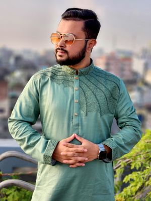 Elite Chest embroidered panjabi code 901(mint green color)