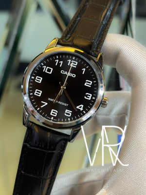 Casio V001L-1B Men’s 38 mm Quartz Analog Watch – Black Dial & Leather Strap_img_1