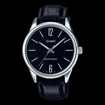 Casio V005L-1B Men’s 40 mm Quartz Analog Watch – Black Dial & Genuine Leather Belt_img_0