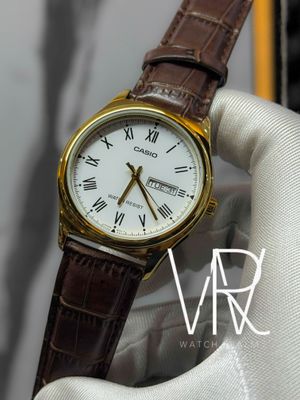 Casio MTP-V006GL-7B Men’s 42 mm Quartz Analog Watch – White Dial & Gold-Tone Genuine Brown Leather Belt_img_1