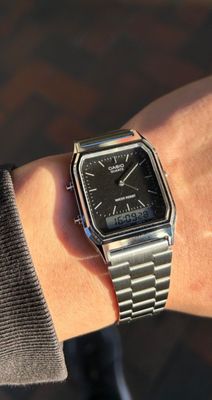 Casio AQ-230A-1DMQ Men’s 34 mm Quartz Analog-Digital Watch – Black Dial & Stainless Steel Bracelet_img_0