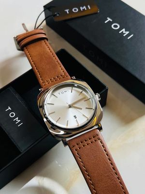 TOMI T-084 Men's Leather Belt Quartz Watch With Date (White)_img_2