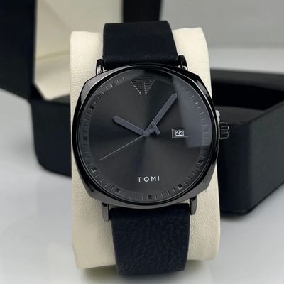 TOMI T-044 Men's Quartz Leather Belt Watch With Date (Black)_img_1