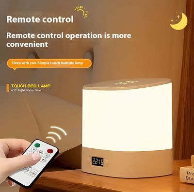 Rechargeable Bedside Lamp With Led Clock_img_1