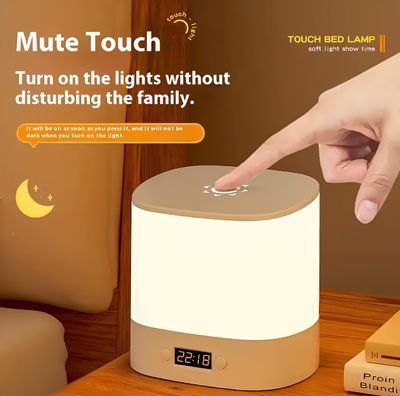 Rechargeable Bedside Lamp With Led Clock_img_3