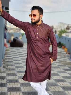 Elite Chest embroidered panjabi code 902(coffee color)_img_1