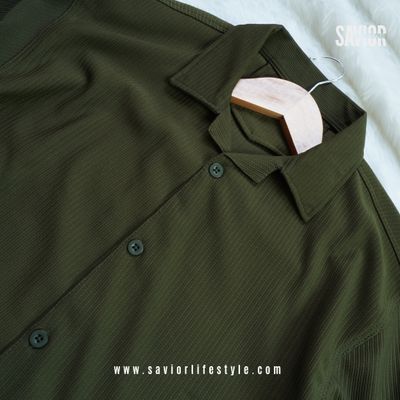 Olive Green - Drop Shoulder Cuban Shirt_img_1