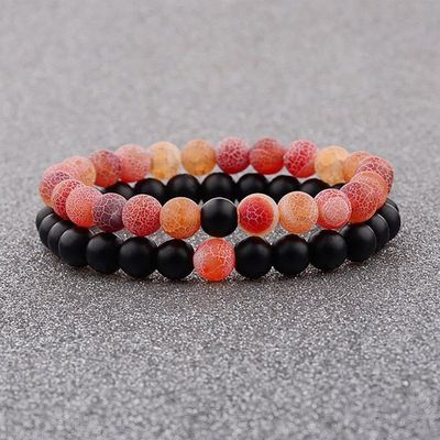 Orange Agates and Black Onyx Couple Bracelet_img_0