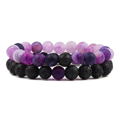 Couple Friendship Double Layer Lava Stone Bracelet_img_4