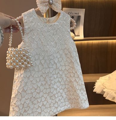 Kids Girls Princess Pearl Elegant Heart Pattern Party Dress (1 to 7 years)_img_3