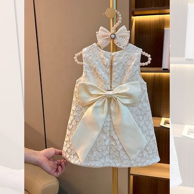 Kids Girls Princess Pearl Elegant Heart Pattern Party Dress (1 to 7 years)_img_2