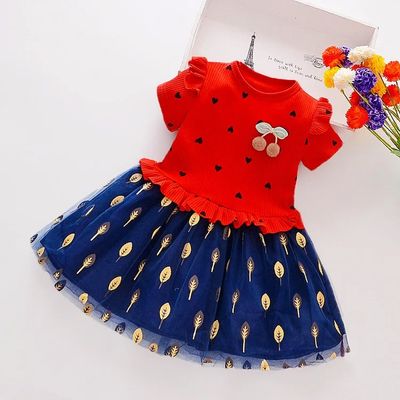 Kids Girls Cherry Love Print Short Sleeve Princess Dress (6 months to 7 years)_img_1