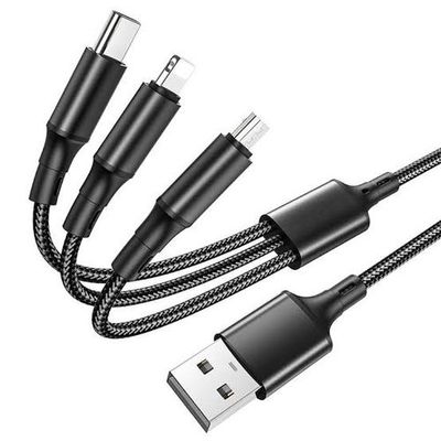 3 In 1 Fast Charging USB Charger Cable / Fast Charging Data Transfer/Compatible with Micro USB, USB-C/Type-C Devices_img_1